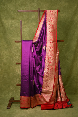 Purple Banarasi Silk Saree-SRPBSS105