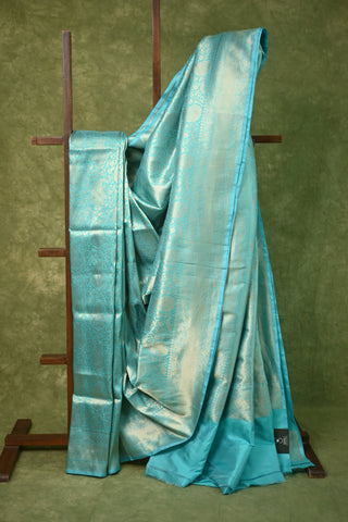 Sky Blue Katan Banarasi Silk Saree - SRSBKBSS78