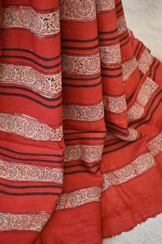 Red HBP Modal Silk Saree With Small Paisley