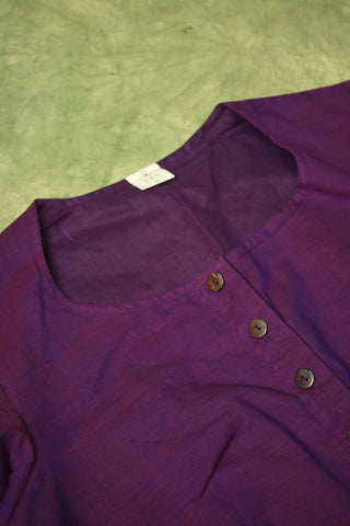 Plain Purple Cotton Mangalgiri Blouse
