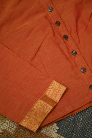 Plain Rust Orange Cotton Mangalgiri Blouse