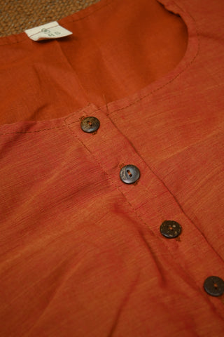 Plain Rust Orange Cotton Mangalgiri Blouse