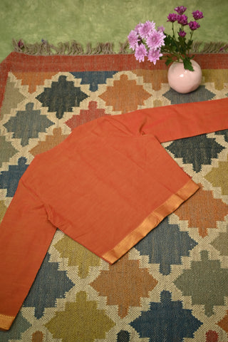 Plain Rust Orange Cotton Mangalgiri Blouse