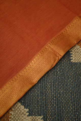 Plain Rust Orange Cotton Mangalgiri Blouse