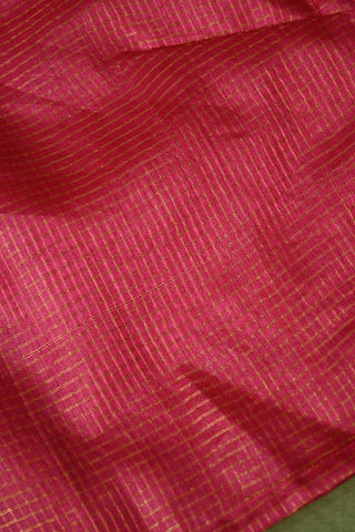 Pink Tussar Tissue Silk Sleeveless Blouse With Golden Checks