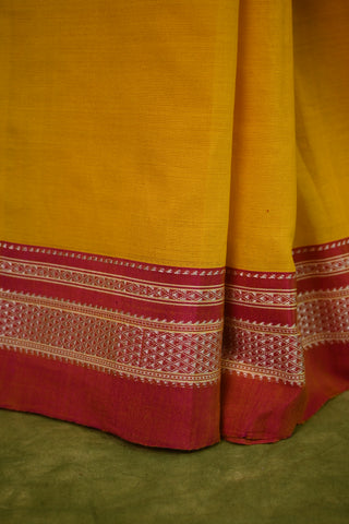 Plain Yellow Cotton Ilkal Saree - SRYCIS35