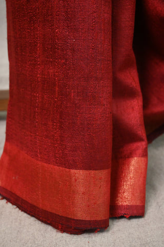 Red Raw Silk Madhubani Saree - SRRRSMS13