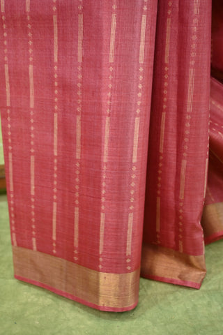 Onion Pink Tussar Silk Saree - SROPTSS139