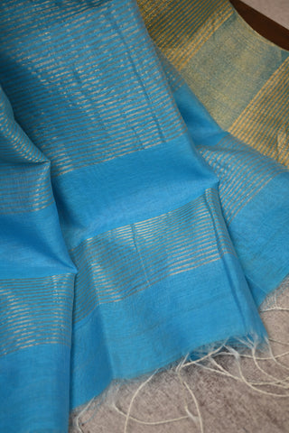 Sky Blue Chanderi Silk Saree