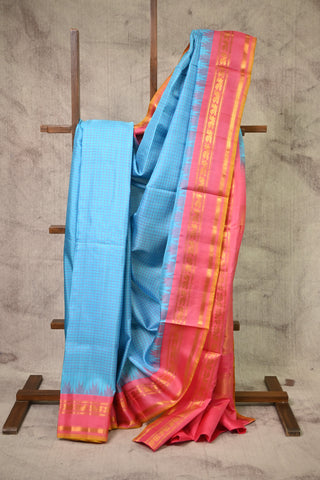 Blue Gadwal Silk Saree-SRBGSS22