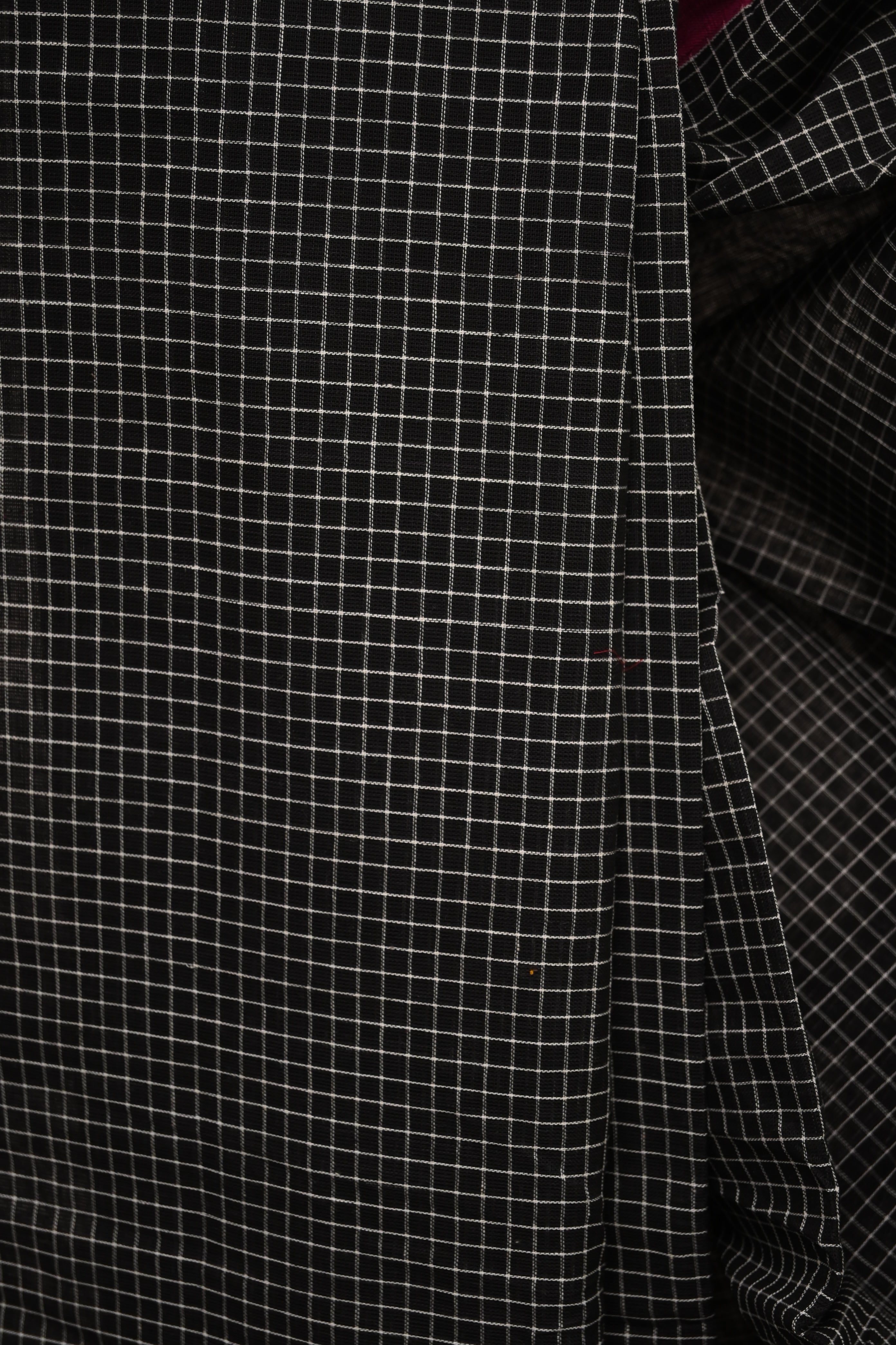 Big Checks Black Cotton Patteda Anchu With Border-SRBCPAS13