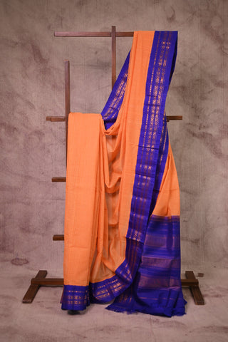 Orange Cotton Gadwal Saree - SROCGS26