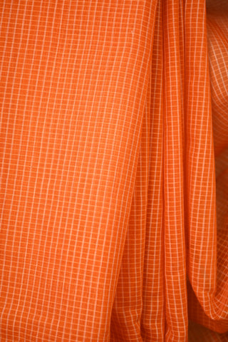 Orange Cotton Gadwal Saree - SROCGS26