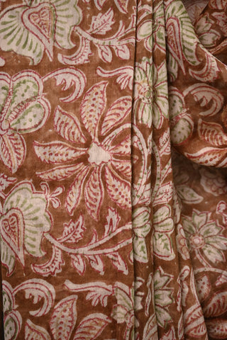 Brown Sanganeri Print Cotton Silk Chanderi Saree - SRBCSCS106