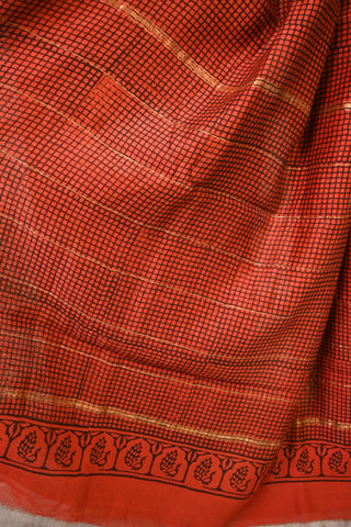 Red HBP Cotton Silk Chanderi Saree - SRRCSCS108