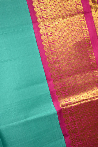 Turquoise Blue Kanjeevaram Silk Saree With Pink Border 38