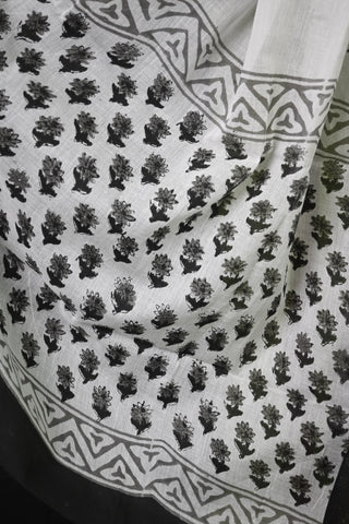 White-Black HBP Cotton Dress Material - SRSWBCDM12