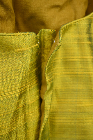 Moss Green Sleeveless Raw Silk Blouse
