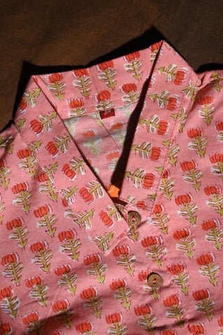 Shirt Collar Peach HBP Cotton Blouse