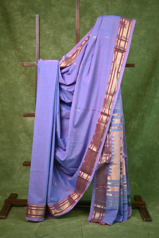 Two Tone Lavender Cotton Paithani Saree - SRTTLCPS21