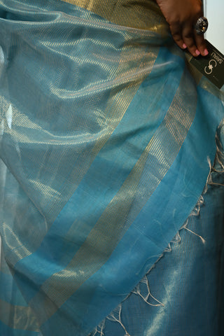 Sky Blue Chanderi Silk Saree