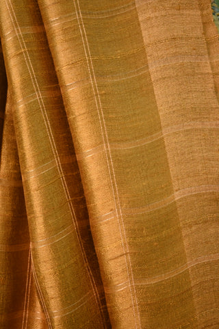 Mustard Yellow Raw Silk Saree With Madhubani Pallu - SRMYRSS23