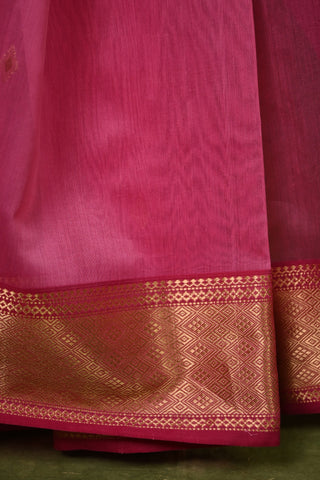 Baby Pink Cotton Silk Maheshwari Saree - SRBPCSMS18