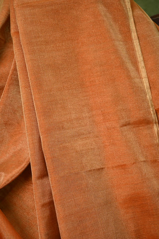 Plain Orange Maheshwari Tissue Silk Saree
