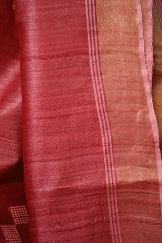 Peach Tussar Silk Saree With Thread Weaving -SRPTSS211
