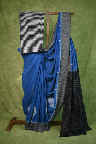 Blue Pochampalli Cotton Ikat Saree-SRBPCIS18