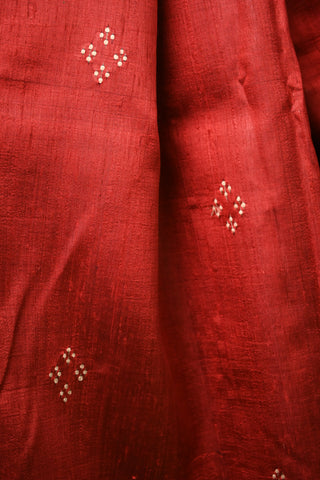 Red Tussar Dupion Silk Saree-SRRTDSS199