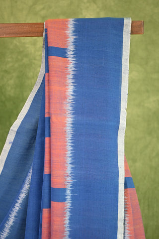 Blue-Orange Pochampalli Cotton Ikat Saree-SRBOPCIS23