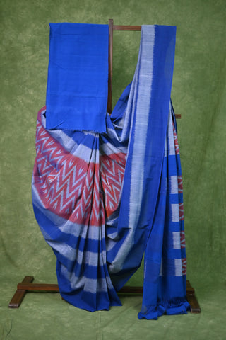 Royal Blue Pochampalli Cotton Ikat Saree-SRRBPCIS13