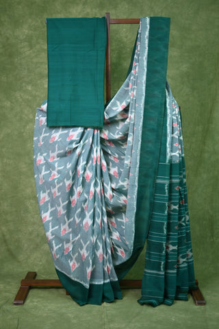 Green Pochampalli Cotton Ikat Saree-SRGPCIS10