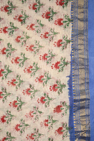 Blue Sanganeri Print HBP Cotton Silk Chanderi Saree - SRBCSCS17