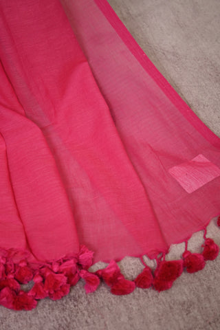 Dark Pink Mulmul Cotton Saree-SRDPMCS31