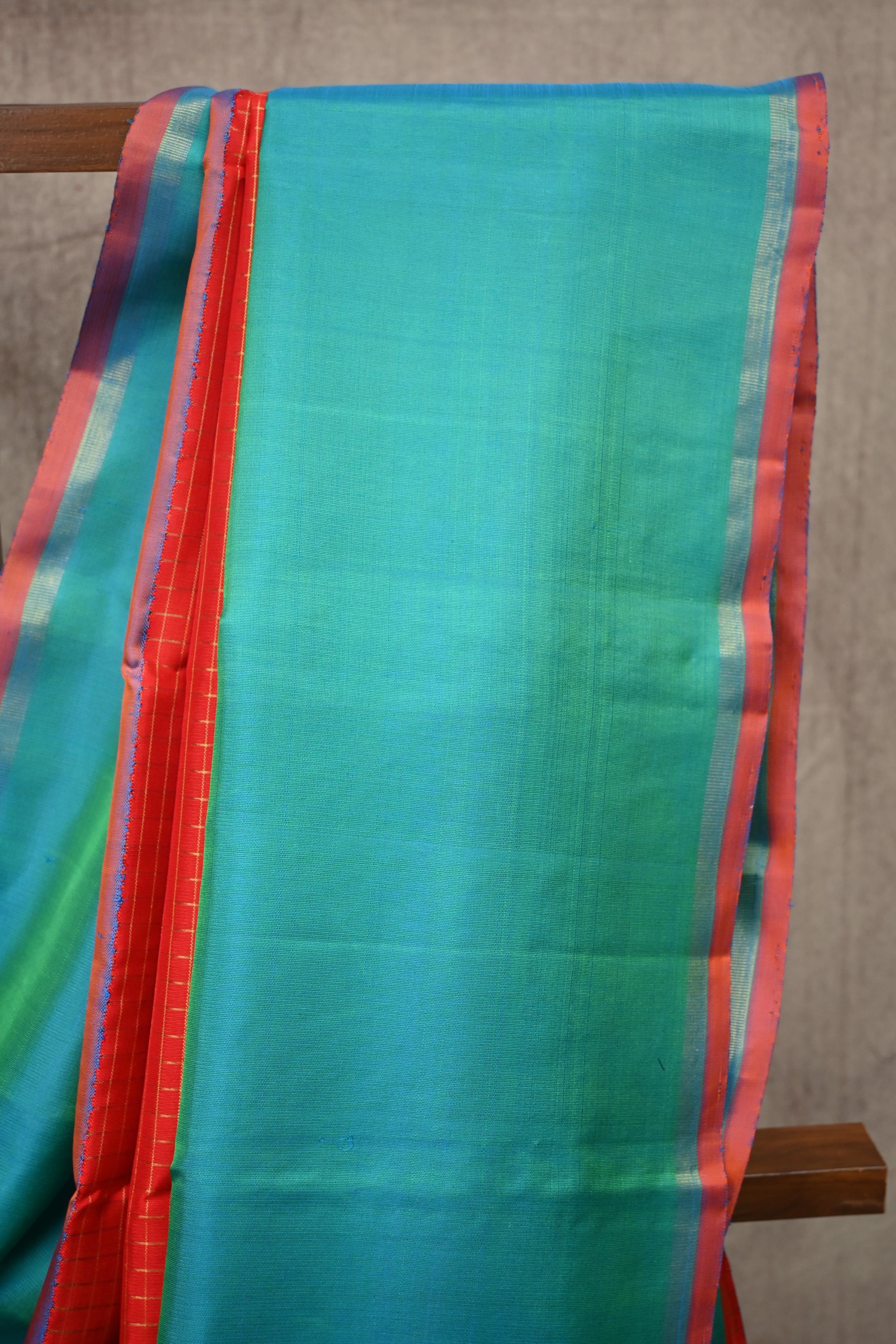 Red-Peacock Green Kanjeevaram Silk Saree