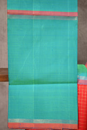 Red-Peacock Green Kanjeevaram Silk Saree