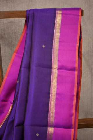 Purple Kanjeevaram Silk Saree With Dark Magenta Golden Zari Border