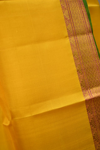 Yellow Kanjeevaram Silk Saree With Small Zari Border 30