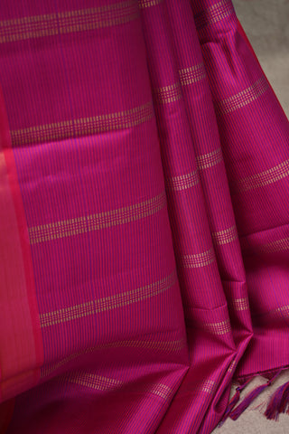 Fuchsia Pink Kanjeevaram Silk Saree With Small Zari Border 24