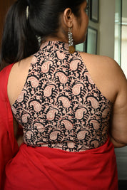 Black HBP Cotton Halter Neck Blouse