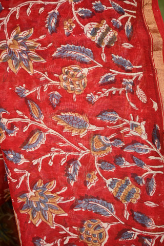 Red Sanganeri Print HBP Cotton Silk Chanderi Saree - SRRCSCS43