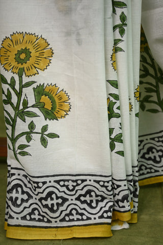 White HBP Cotton Saree-SRSWCS105