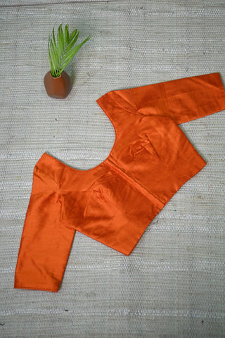 Orange Raw Silk Blouse