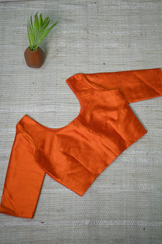 Orange Raw Silk Blouse