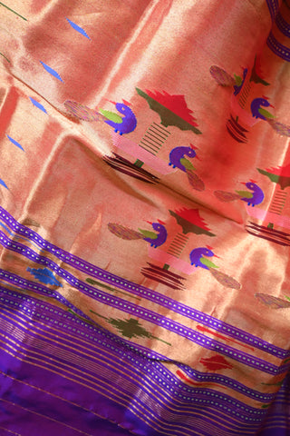 Two Tone Lilac Silk Paithani Saree - SRTTLSPS89
