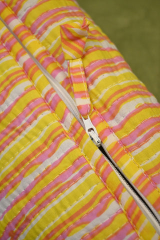 Yellow-Pink HBP Cotton Pouch (Set Of 3)-SRSYPCP16