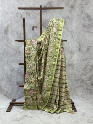 Pastel Green HBP Cotton Silk Chanderi Saree With Maheshwari Border-SRPGCSCS530
