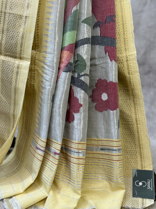Pastel Yellow Cotton Paithani Saree-SRPYCPS211